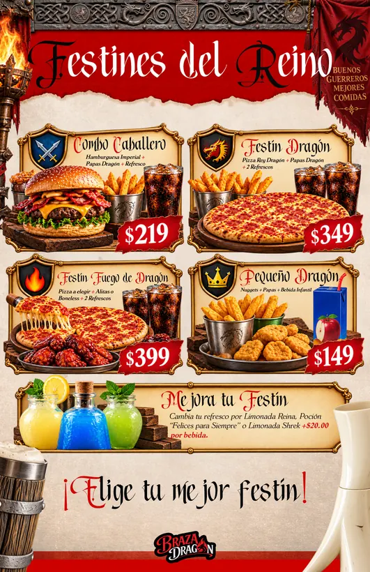 Festines del Reino: combos Braza Dragón